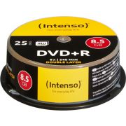 1x25-Intenso-DVDR-8-5GB-8x-Speed-dubbel-laags-Cakebox