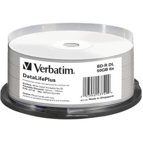 1X25 Verbatim Bd R Blu Ray 50Gb 6X Speed Printable Cakebox verbatim kopen in de aanbieding