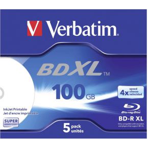 Verbatim BD-R XL Blu-Ray 100GB 4x 5st. Printable Jewelcase