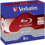 1x5 Verbatim BD-RE Blu-Ray 50GB 2x Speed. Wit Blue Surface JC