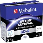 1x5 Verbatim M-Disc BD-R Blu-Ray 25GB 4x Speed. Jewel Case print.