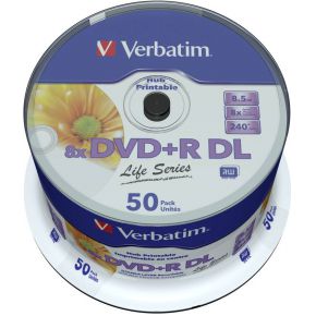 1x50 Verbatim DVDR DL wide pr. 8x Speed. 8.5GB Life Series