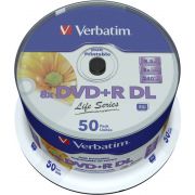 1x50 Verbatim DVDR DL wide pr. 8x Speed. 8.5GB Life Series