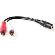 ACT 0,15 meter audio aansluitkabel 1x 3.5mm stereo jack female - 2x Tulp male