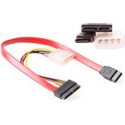 ACT Micro SATA(6+7) female - SATA(7) female + 5,25 inch  male (4 pins)  0,30 m