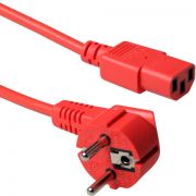 ACT Netsnoer CEE 7/7 male (haaks) - C13 rood 1,8 m