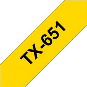 Brother TX-651 Zwart op geel labelprinter-tape