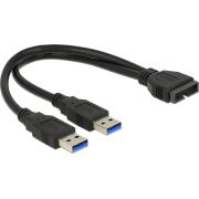 Delock 83910 Kabel USB 3.0 Pinheader male > 2 x USB 3.0 Type-A male 25cm