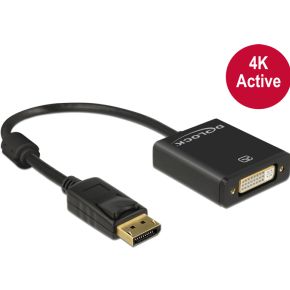 Delock 62599 Adapter DisplayPort 1.2 male > DVI female 4K Actief zwart
