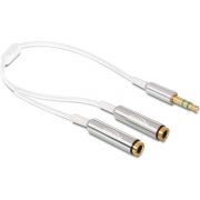 DeLOCK 65355 audio kabel 3,5mm male --> 2x 3,5mm female wit/zilver 25cm
