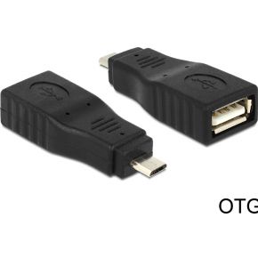 Delock 65549 Adapter USB Micro B male > USB 2.0 female OTG volledig afgedekt