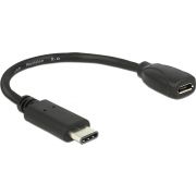 DeLOCK 65578 USB-kabel USB-C 2.0 male > USB2.0 Micro-B female 15cm zwart