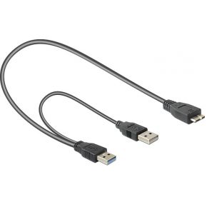 Delock 82909 Kabel USB 3.0 type A male + USB type A male > USB 3.0 type Micro-B male