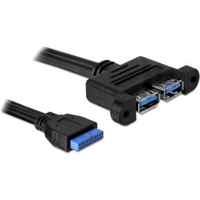 DeLOCK 82941 USB-kabel 0,5m blauw pinheader 19pins / 2x USB3.0 female