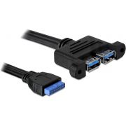 DeLOCK 82941 USB-kabel 0,5m blauw pinheader 19pins / 2x USB3.0 female