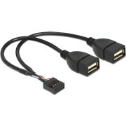 Delock 83292 USB-kabel Pinheader female > 2 x USB 2.0 type-A female 20cm