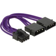 Delock 83705 Voedingskabel PCI Express 8 pin male > 2 x 4 pin male textiel afscherming paars