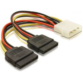 Delock 60102 Kabel SATA 15-pins HDD 2 x naar 4-pins male