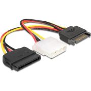 Delock 65235 Kabel Voeding SATA 15-pins male naar Molex 4-pins female + SATA 15-pins female