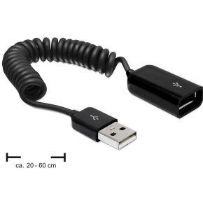 DeLOCK USB 2.0 verlengkabel 0,6m krulkabel