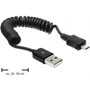 DeLOCK 83162 USB 2.0-A/USB micro-B 0.6m gekrulde kabel