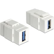 Delock 86319 Keystone-module USB 5 Gbps Type-A female naar Type-A female wit