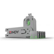 Lindy 40451 USB Port Blocker - Pack 4, Colour Code: Green