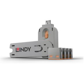 Lindy 40453 USB Port Blocker - Pack 4, Colour Code: Orange