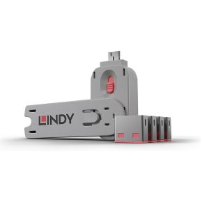 Lindy USB Port Blocker - Pack 4, Colour Code: Pink
