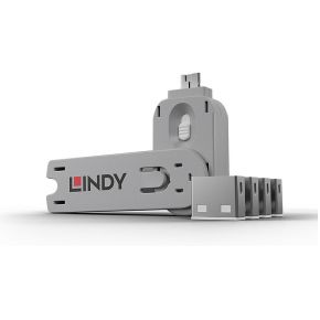 Lindy USB Port Blocker - Pack 4, Colour Code: White