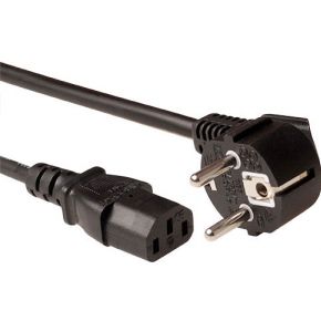 ACT Netsnoer LSZH mains connector CEE 7/7 male (haaks) - C13 zwart 1 m