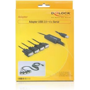 Delock 61887 Adapter USB 2.0 Type-A male > 4 x Serieel RS-232 DB9 male