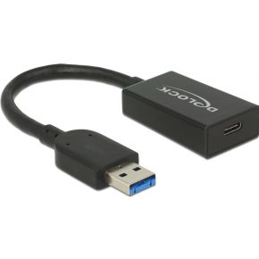 Delock 65698 Converter USB 3.2 Gen 2 Type-A male > USB Type-C female Actief zwart 15cm