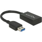 Delock 65698 Converter USB 3.2 Gen 2 Type-A male > USB Type-C female Actief zwart 15cm