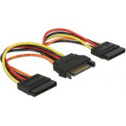 DeLOCK 60143 0.15m SATA 15-pin 2x SATA 15-pin Zwart, Oranje, Rood, Geel SATA-kabel
