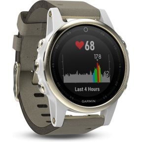 Garmin Fenix 5S Saphhire 42Mm Goudkleur Met Grijze Armband garmin kopen in de aanbieding