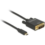 DeLOCK 3m, USB-C/DVI 24+1 USB-C DVI 24+1 Zwart kabeladapter/verloopstukje