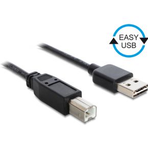 DeLOCK 0.5m, USB2.0-A/USB2.0-B 0.5m USB A USB B Zwart USB-kabel