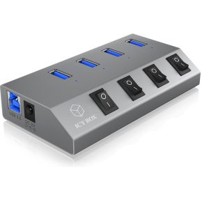 ICY BOX  4 Poorten Hub USB 3.0 Antraciet