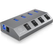 ICY BOX  4 Poorten Hub USB 3.0 Antraciet