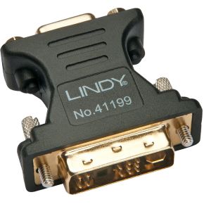 Lindy 41199 VGA DVI-I Zwart, Goud kabeladapter/verloopstukje