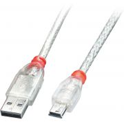 Lindy 41782 USB A/Mini-USB B 1m 1m USB A Mini-USB B Oranje, Transparant USB-kabel
