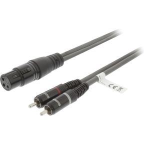 XLR Stereokabel XLR 3-Pins Female - 2x RCA Male 3.0 m Donkergrijs