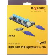 Delock 41426 Riser Card PCI Express x1 > x16 met 60cm USB-kabel