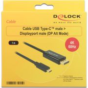Delock-85255-Kabel-USB-Type-C-trade-male-DisplayPort-male-DP-Alt-Mode-4K-60-Hz-1-m-zwart
