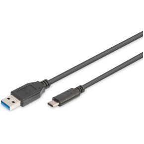 Digitus AK-300136-010-S 1m USB C USB A Mannelijk Mannelijk Zwart USB-kabel