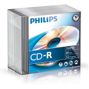 Philips Cd R 700Mb 52Xspeed Slim Case 10 Stuks philips kopen in de aanbieding