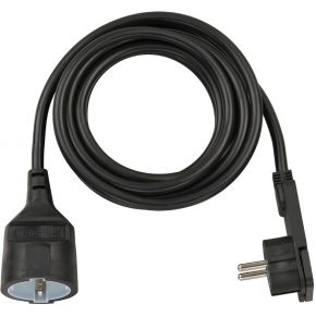 Stroom Verlengkabel super plat 3 meter H05VV-F 3G1.5 IP20 Zwart