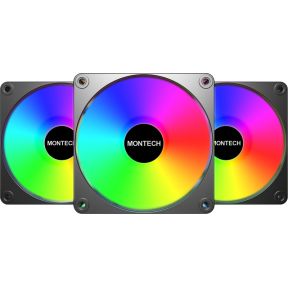 Montech GF120 V2 PWM ARGB 120mm Zwart 3-Pack