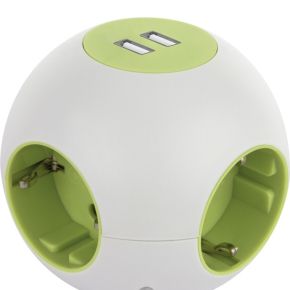 Rev Bal Stekkerdoos Powerglobe Met Usb Wit Groen rev kopen in de aanbieding